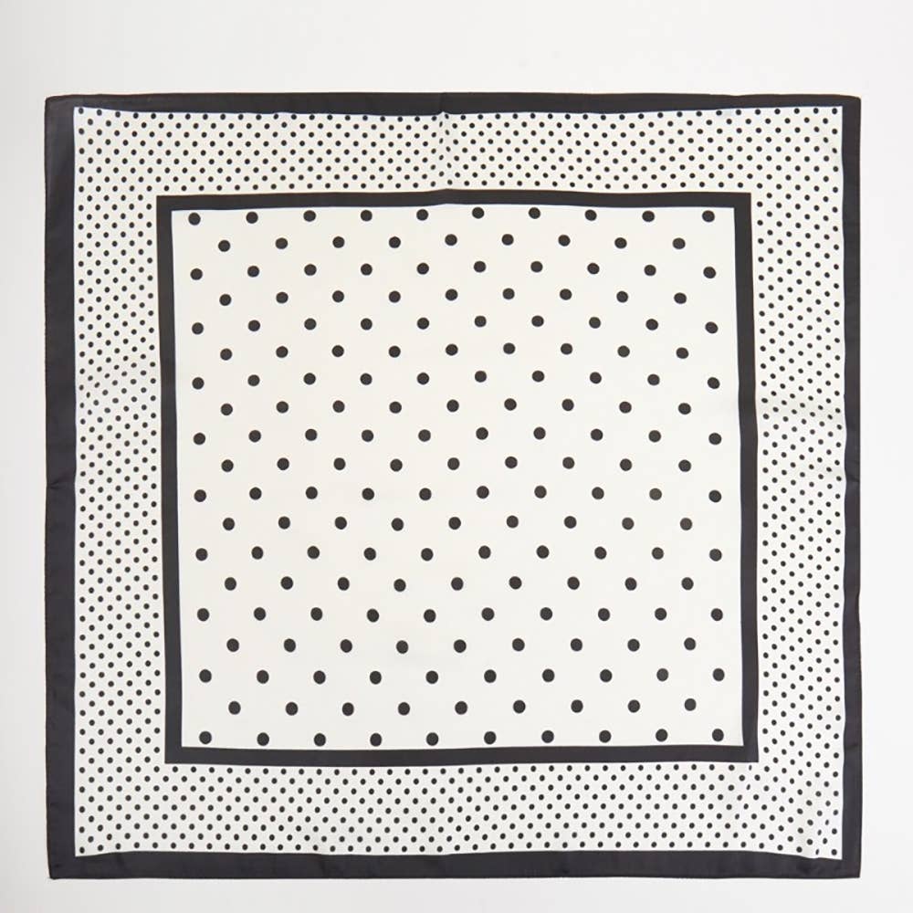 Polka Dot Square Scarf Black