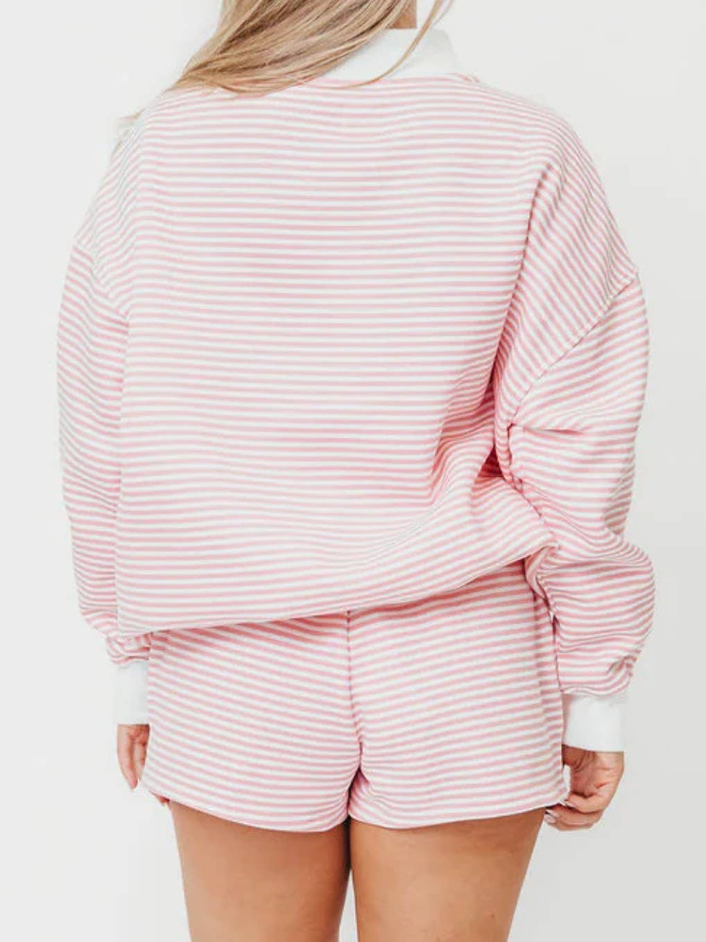 Oversized Mock Neck & Shorts : Pink / S