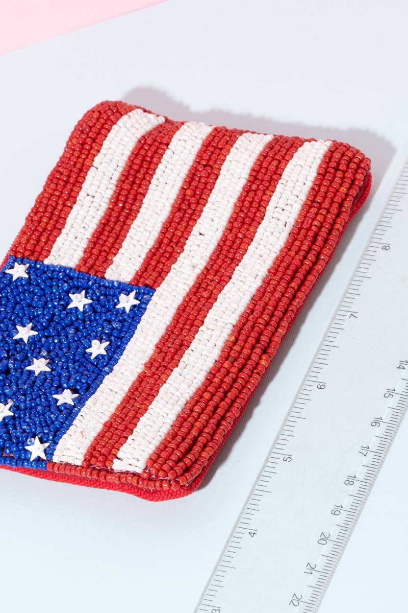 American Flag Beaded Coin Purse