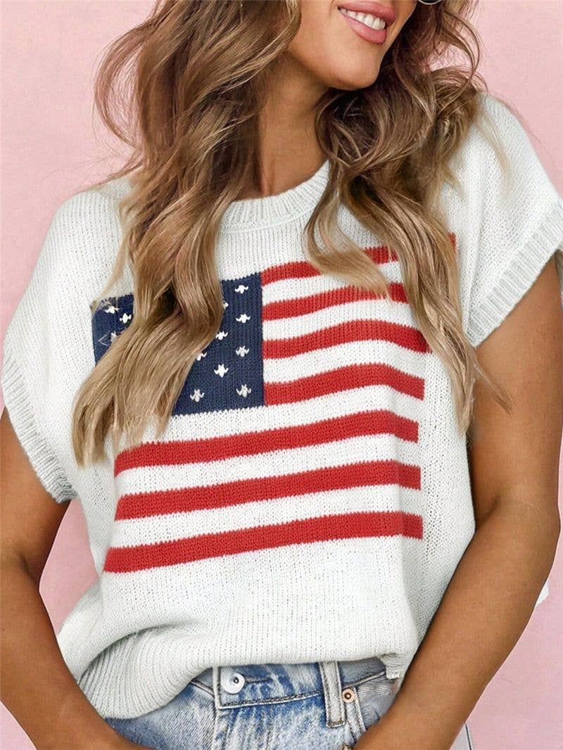 American Flag Knit Top