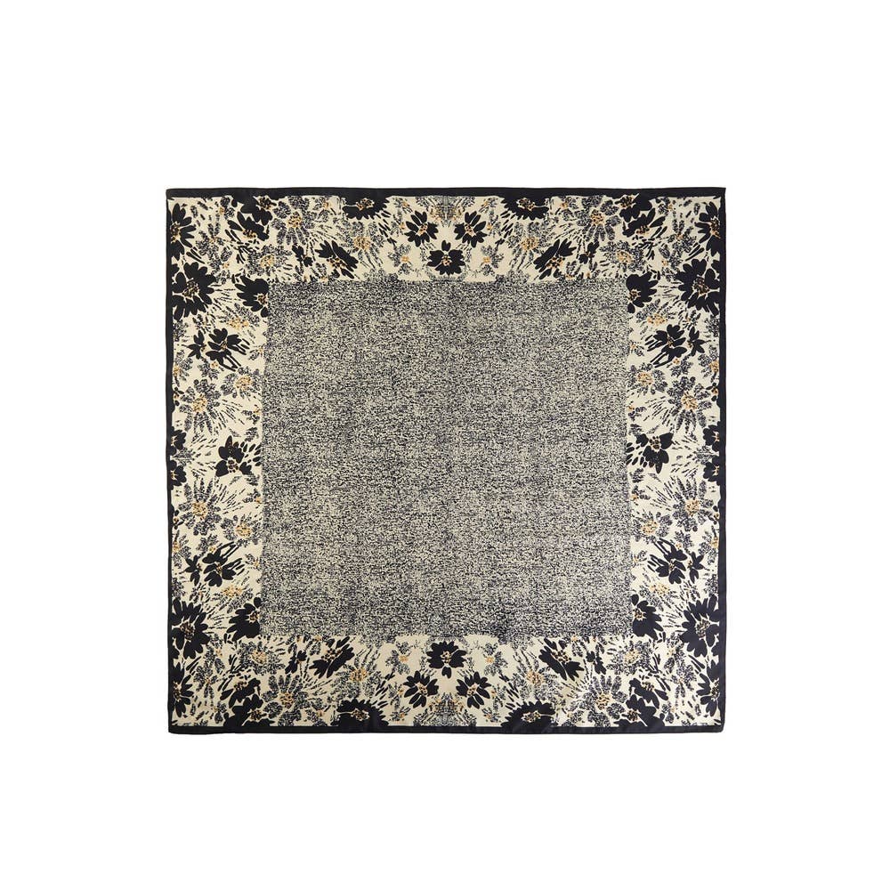 Floral Border Speckled Panel Square Scarf