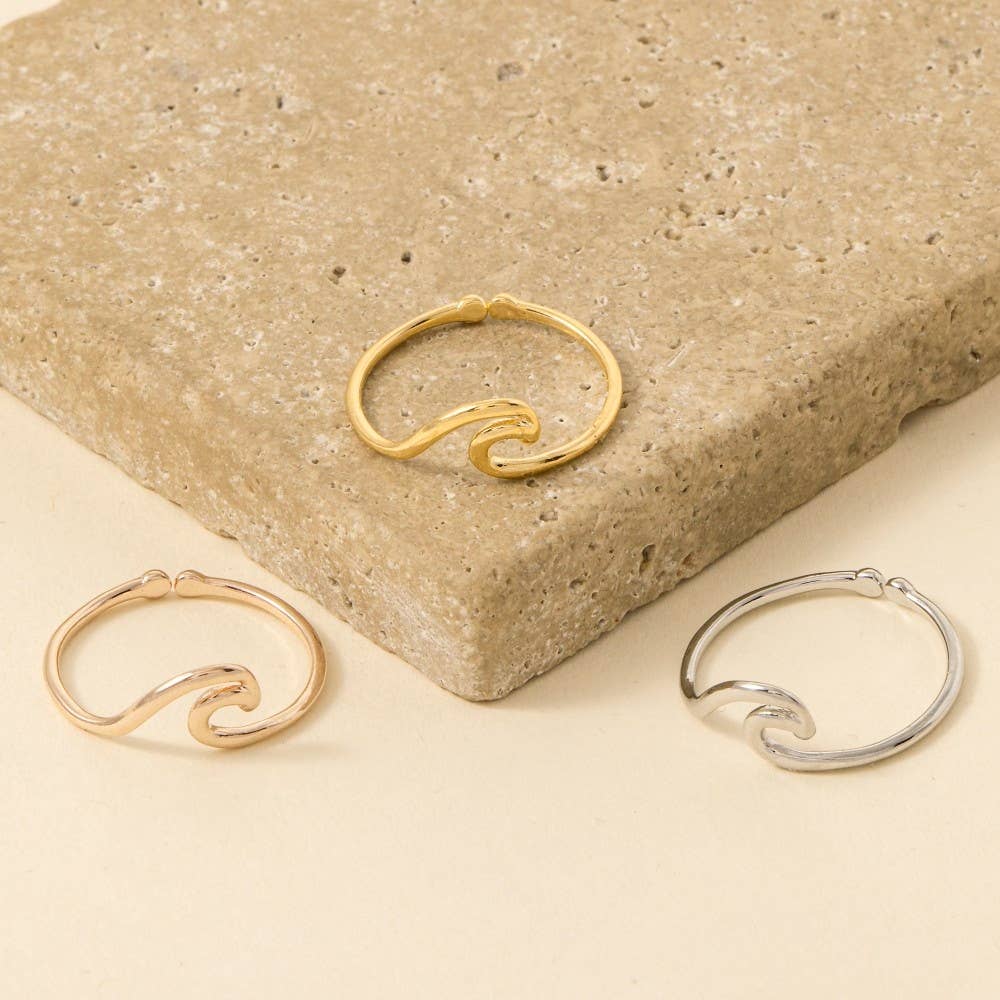 Gold Dipped Wave Cutout Adjustable Ring