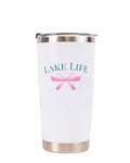Lake Life Tumbler   White/Emerald/Pink   20oz