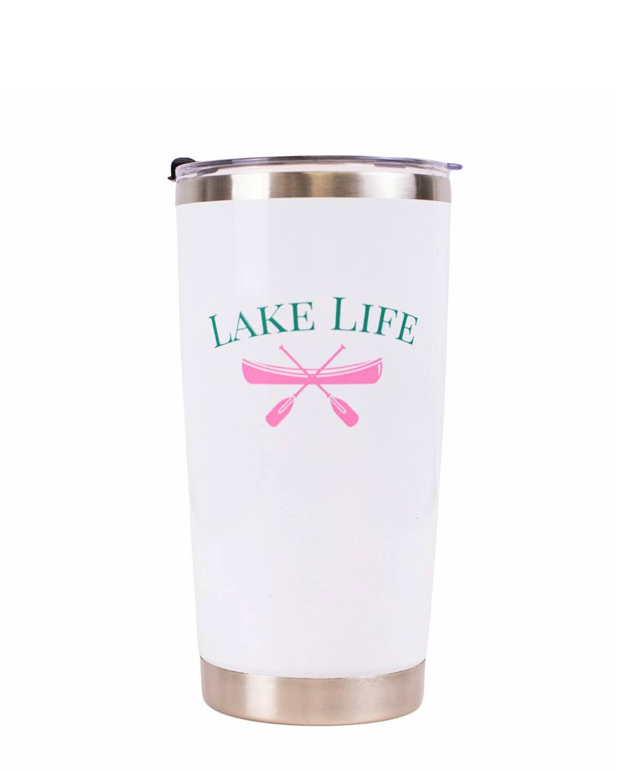 Lake Life Tumbler   White/Emerald/Pink   20oz