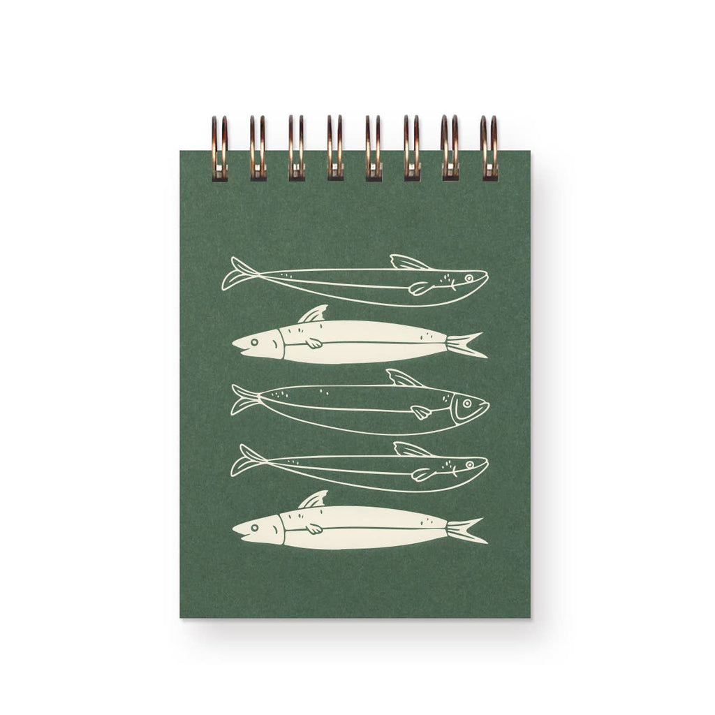 Fishes Mini Jotter Notebook: Forest Green | White Ink