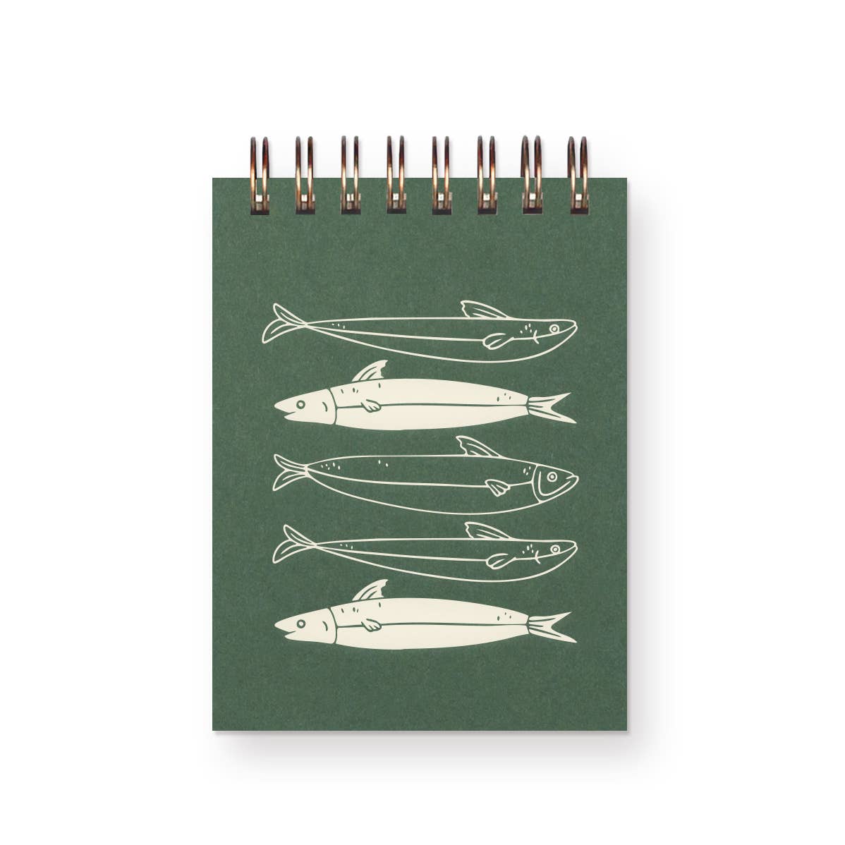 Fishes Mini Jotter Notebook: Forest Green | White Ink