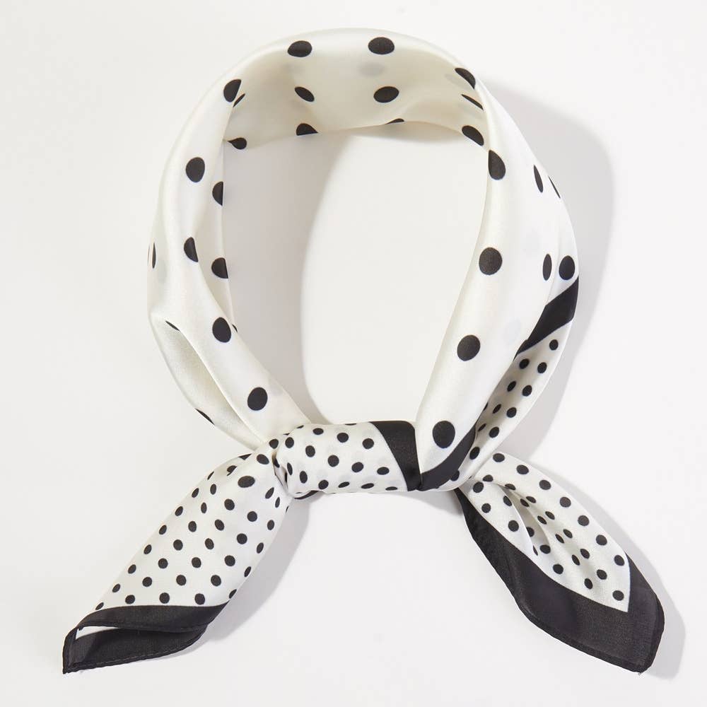 Polka Dot Square Scarf Black