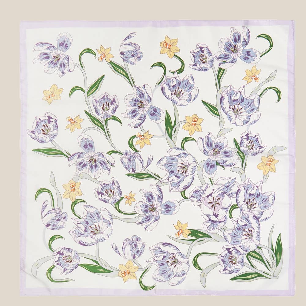 Purple Botanical Flower Scarf